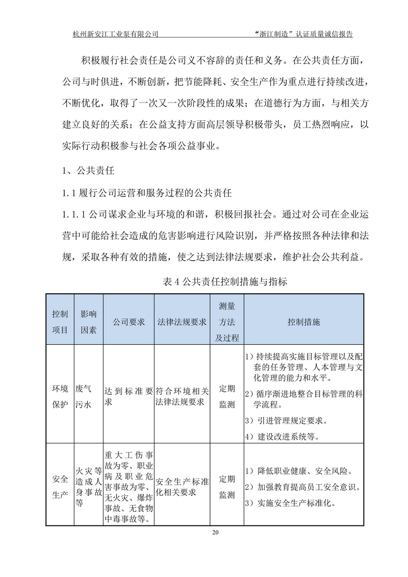 杭州新安江工业泵有限公司质量诚信报告-20